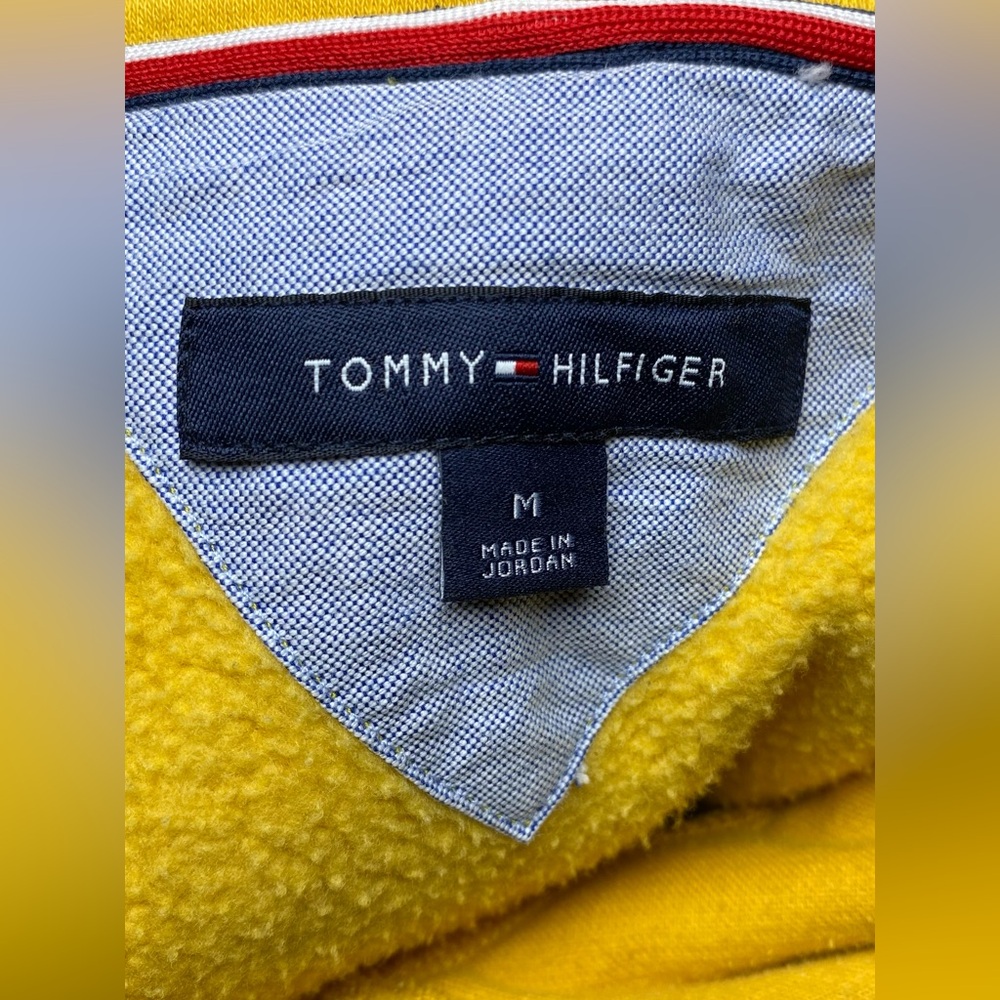 Vintage 90’s Style Tommy Hilfiger Quinn Logo Fleece Pullover Hoodie Men’s MEDIUM - Picture 7 of 8